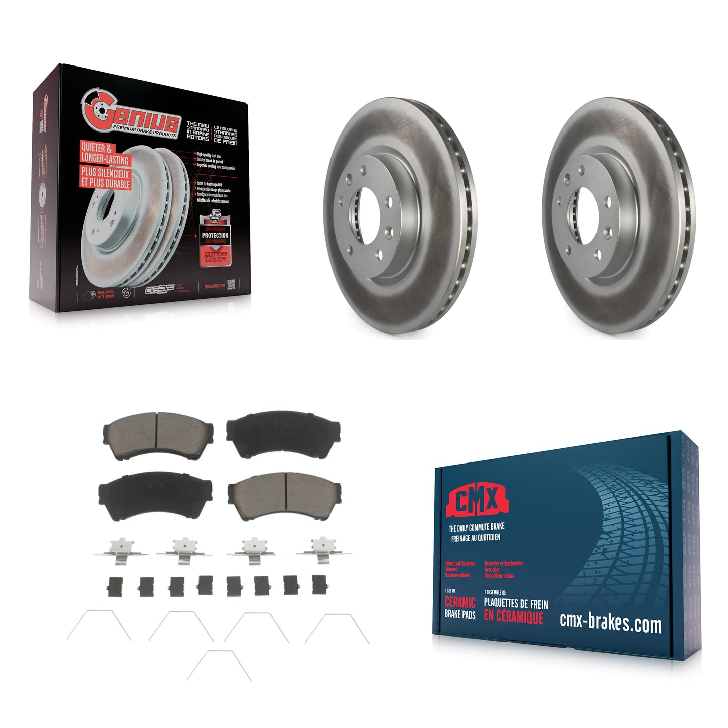 [Avant] Kit de disque (revêtu) et plaquette (céramique) de frein pour Ford Fusion Mazda 6 Lincoln MKZ Mercury Milan Zephyr KGC-100244