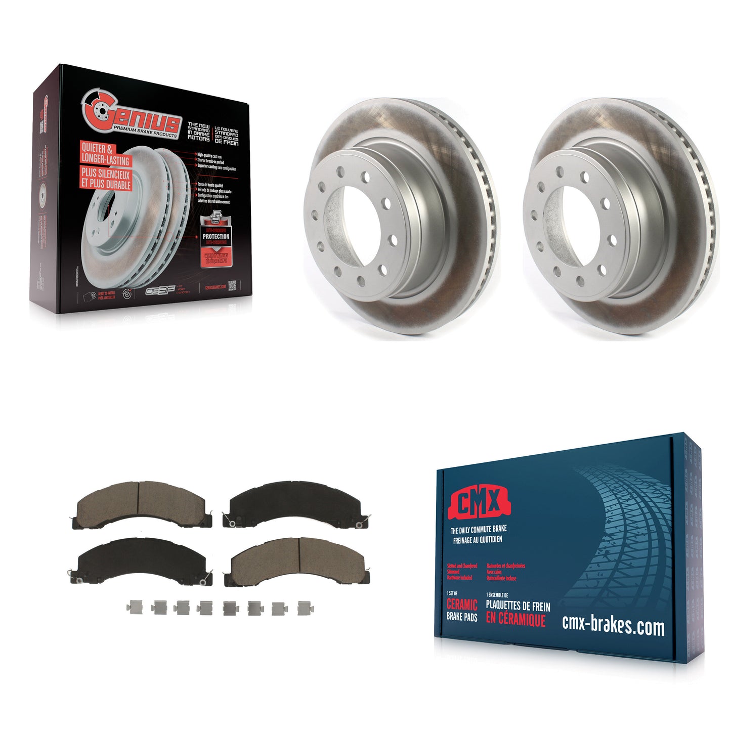 [Avant] Kit de disque (revêtu) et plaquette (céramique) de frein pour Ram 5500 Dodge Sterling Truck 4500 Bullet 45 55 KGC-100257