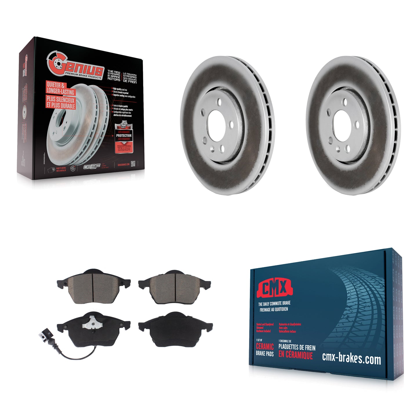[Avant] Kit de disque (revêtu) et plaquette (céramique) de frein pour Volkswagen Jetta Beetle Golf KGC-100288