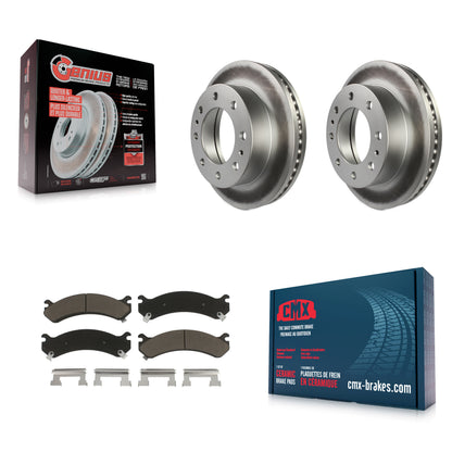 [Avant] Kit de disque (revêtu) et plaquette (céramique) de frein pour Chevrolet Express 3500 GMC Savana Silverado HD Sierra Classic 4500 KGC-100327