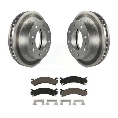 [Avant] Kit de disque (revêtu) et plaquette (céramique) de frein pour Chevrolet Silverado 2500 HD GMC Express 3500 Sierra Cadillac DeVille Savana Hummer H2 Classic 1500 Suburban Yukon XL Avalanche KGC-100328 par Transit Auto
