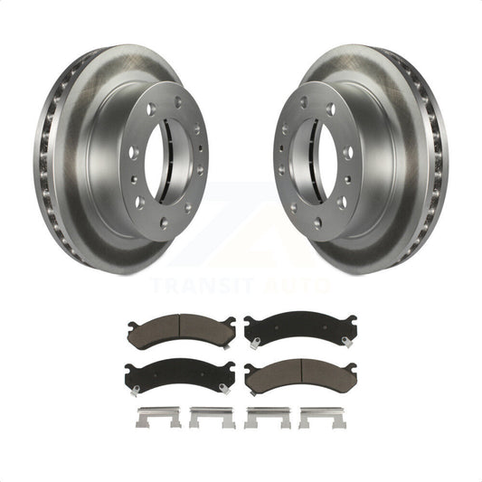 [Avant] Kit de disque (revêtu) et plaquette (céramique) de frein pour Chevrolet Silverado 2500 HD GMC Express 3500 Sierra Cadillac DeVille Savana Hummer H2 Classic 1500 Suburban Yukon XL Avalanche KGC-100328 par Transit Auto
