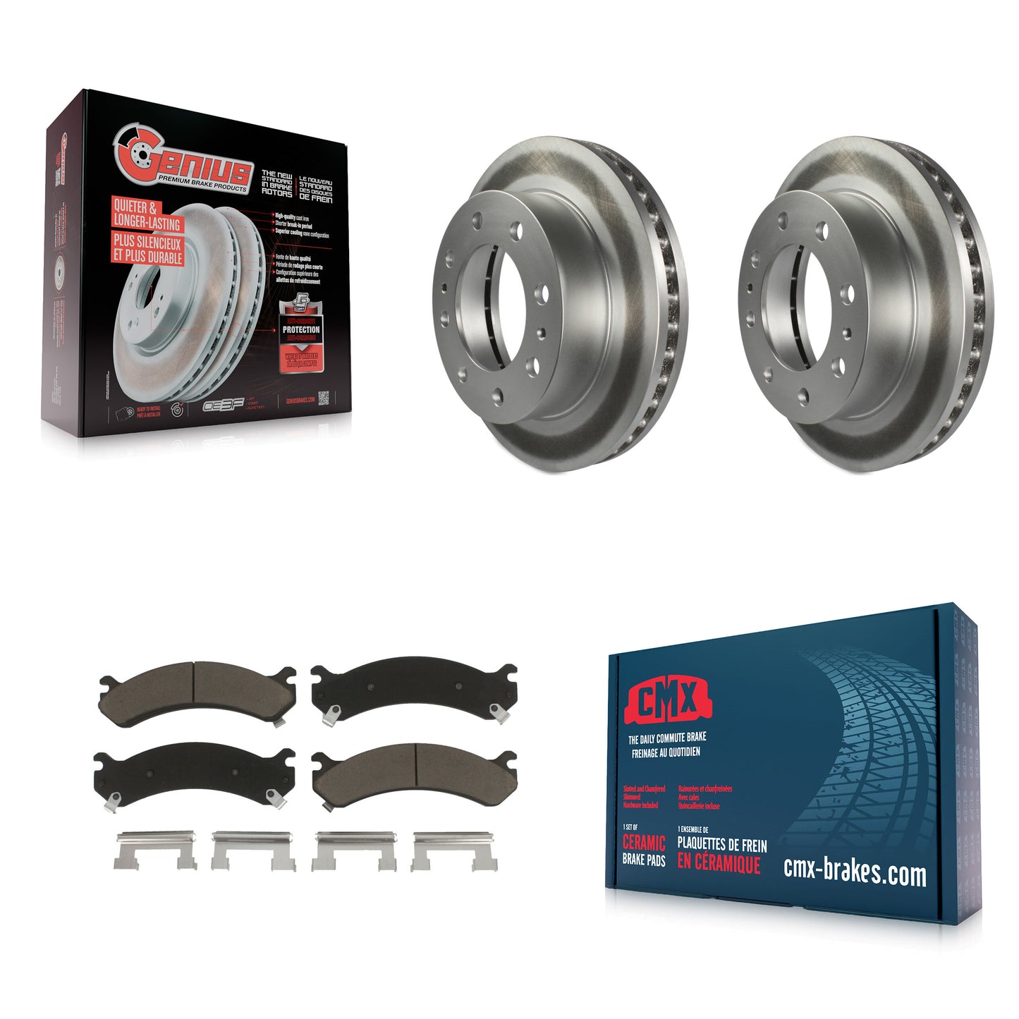 [Avant] Kit de disque (revêtu) et plaquette (céramique) de frein pour Chevrolet Silverado 2500 HD GMC Express 3500 Sierra Cadillac DeVille Savana Hummer H2 Classic 1500 Suburban Yukon XL Avalanche KGC-100328