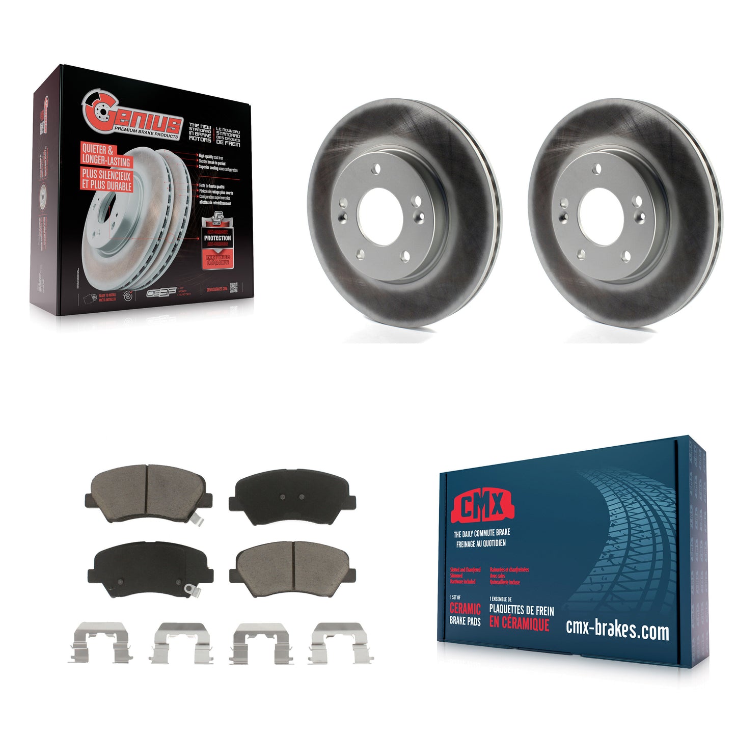 [Avant] Kit de disque (revêtu) et plaquette (céramique) de frein pour Hyundai Elantra Kia Forte Veloster GT Forte5 Coupe Koup KGC-100340