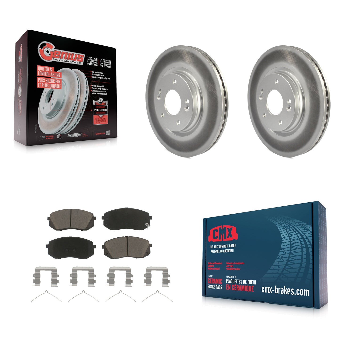 [Avant] Kit de disque (revêtu) et plaquette (céramique) de frein pour Hyundai Sonata Kia Optima Niro EV Kona Electric KGC-100354