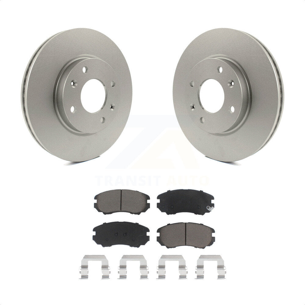 [Avant] Kit de disque (revêtu) et plaquette (céramique) de frein pour Hyundai Sonata Kia Optima Magentis KGC-100362 par Transit Auto