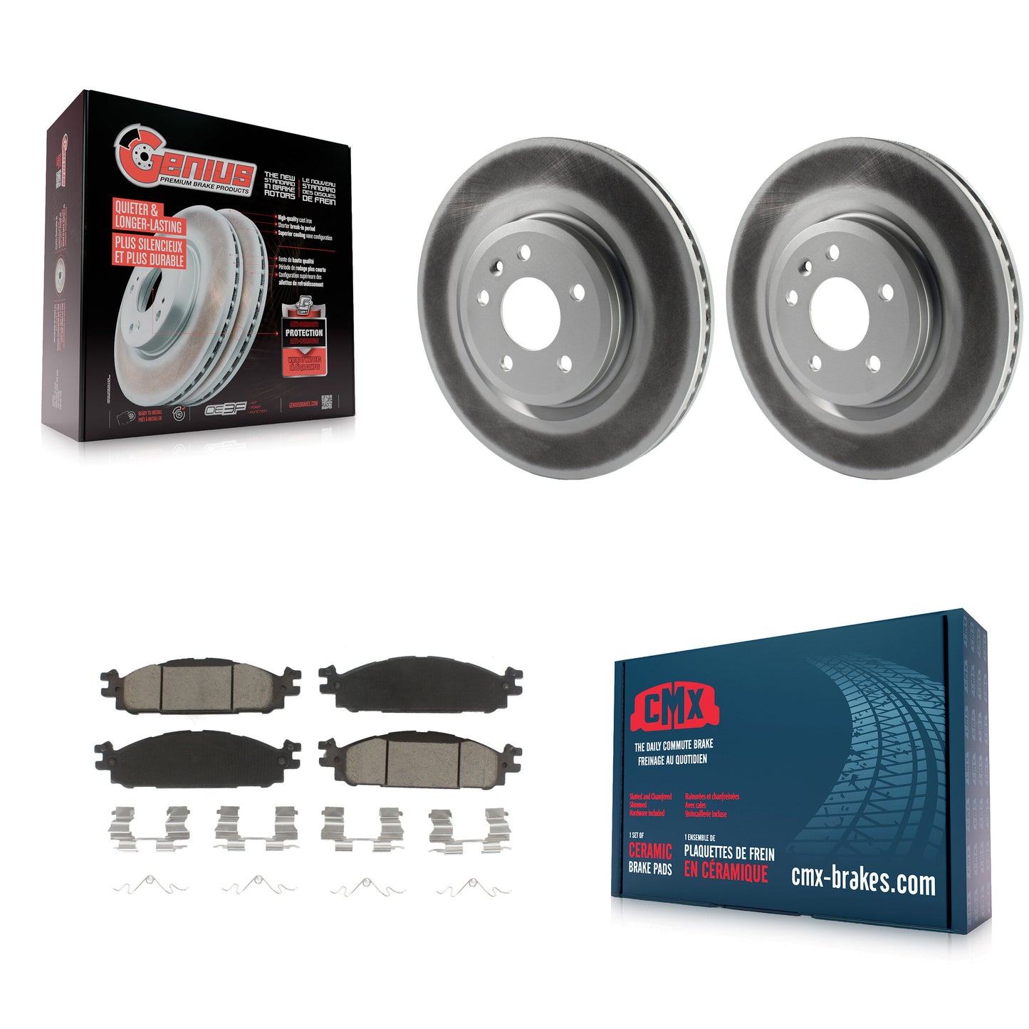 [Avant] Kit de disque (revêtu) et plaquette (céramique) de frein pour Ford Explorer Taurus Flex Lincoln MKT MKS KGC-100379