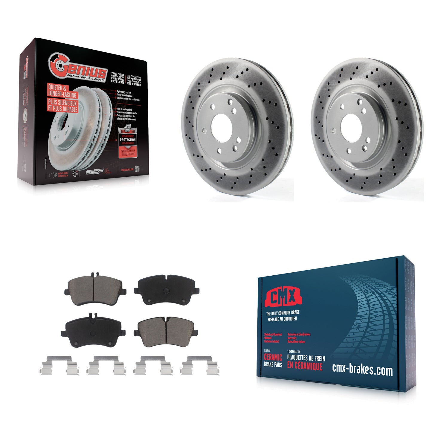 [Avant] Kit de disque (revêtu) et plaquette (céramique) de frein pour Mercedes-Benz SLK280 C320 avec Sport Package KGC-100389