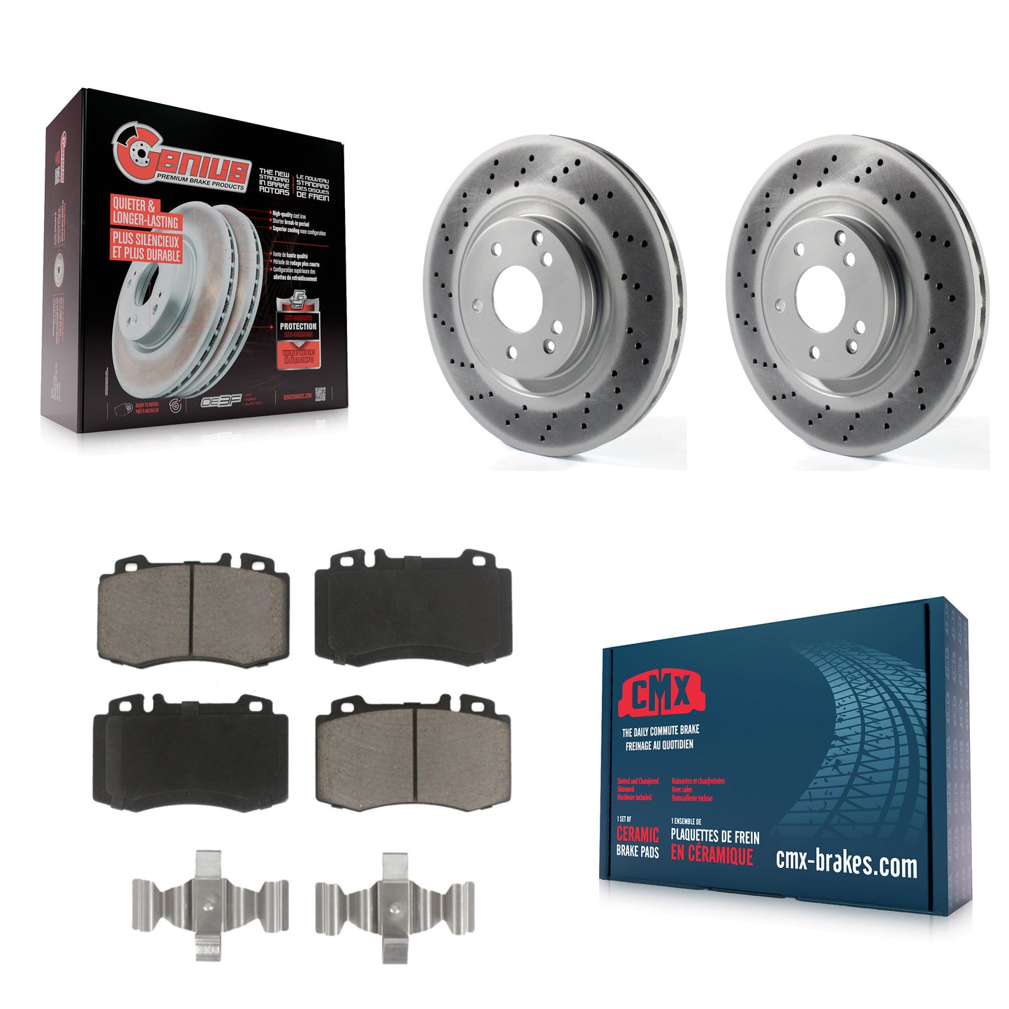 [Avant] Kit de disque (revêtu) et plaquette (céramique) de frein pour Mercedes-Benz C230 C320 SLK350 KGC-100391
