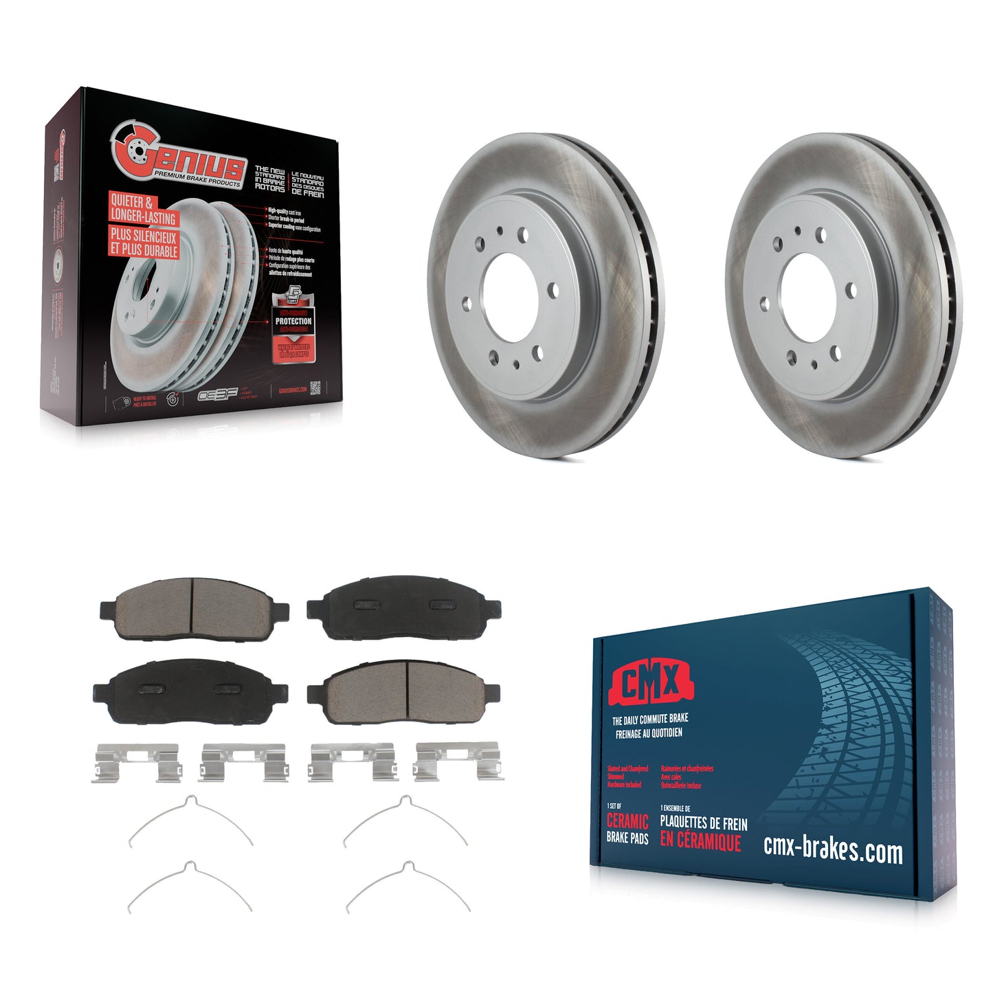 [Avant] Kit de disque (revêtu) et plaquette (céramique) de frein pour 2009 Ford F-150 avec 6 Lug Wheels KGC-100405