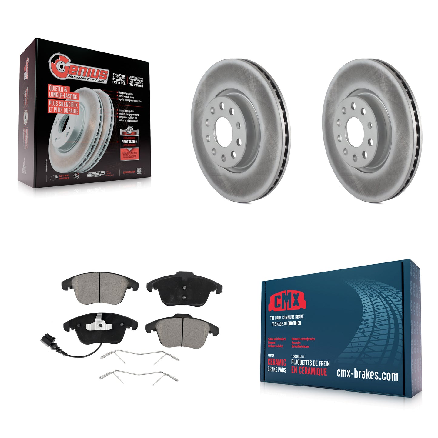 [Avant] Kit de disque (revêtu) et plaquette (céramique) de frein pour Volkswagen Passat Tiguan Audi Q3 Quattro Limited KGC-100410