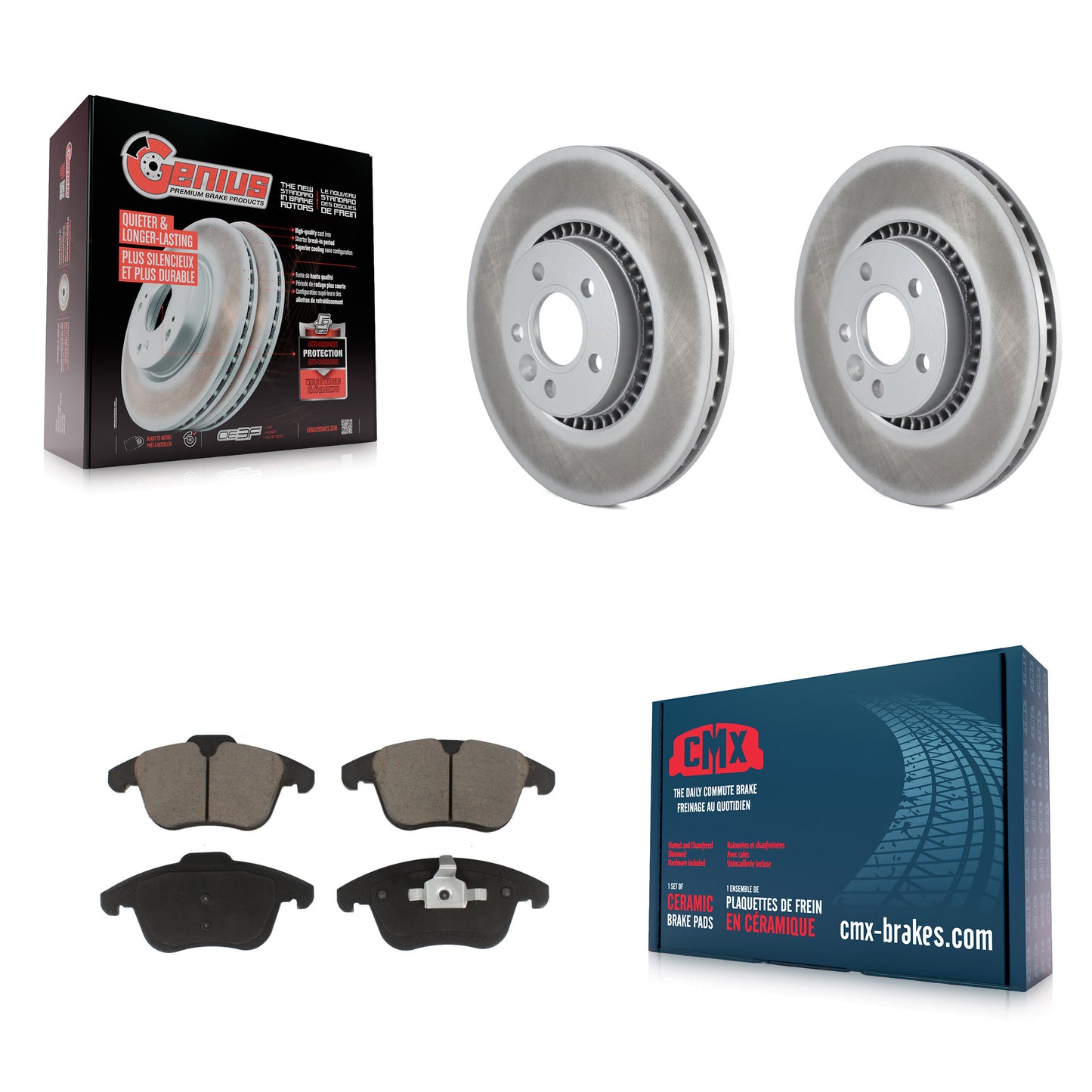 [Avant] Kit de disque (revêtu) et plaquette (céramique) de frein pour 2008-2015 Land Rover LR2 KGC-100440