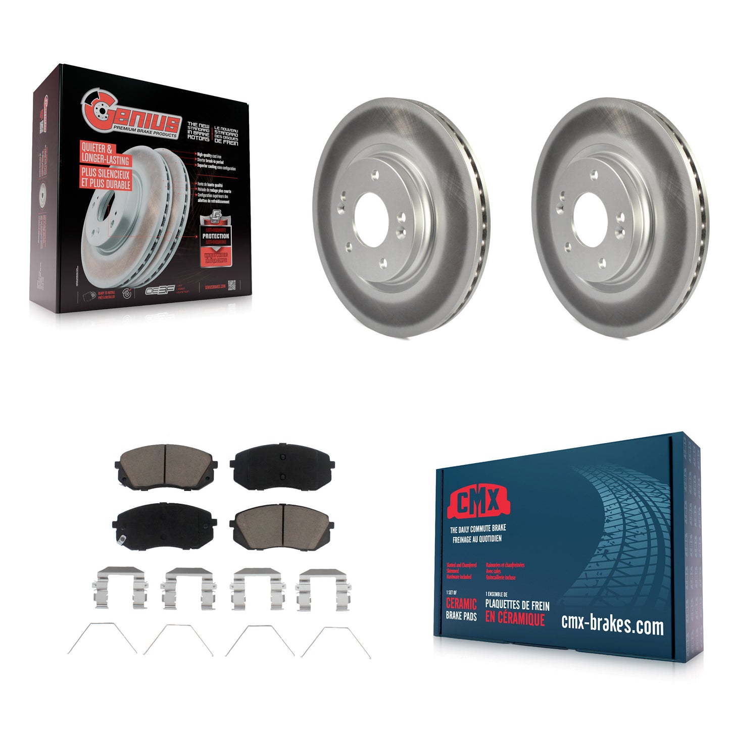 [Avant] Kit de disque (revêtu) et plaquette (céramique) de frein pour Kia Soul Hyundai Kona Elantra GT Veloster Forte Seltos KGC-100446
