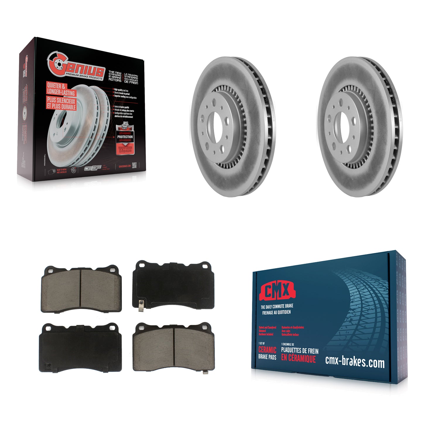 [Avant] Kit de disque (revêtu) et plaquette (céramique) de frein pour 2005-2007 Volvo V70 R avec 305mm Diameter Rotor KGC-100476