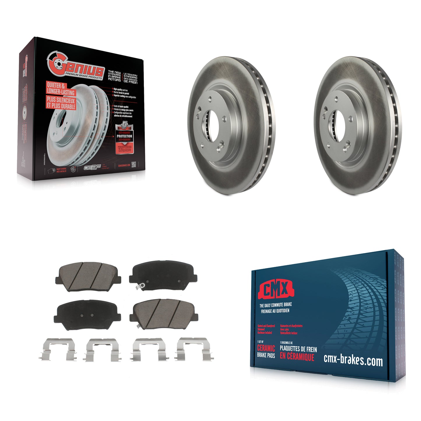 [Avant] Kit de disque (revêtu) et plaquette (céramique) de frein pour Kia Sorento Hyundai Santa Fe KGC-100477