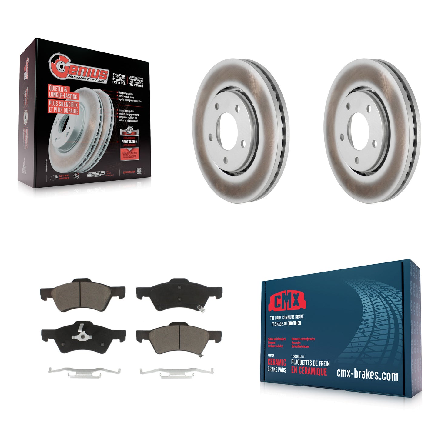 [Avant] Kit de disque (revêtu) et plaquette (céramique) de frein pour Dodge Caravan Chrysler Voyager KGC-100539