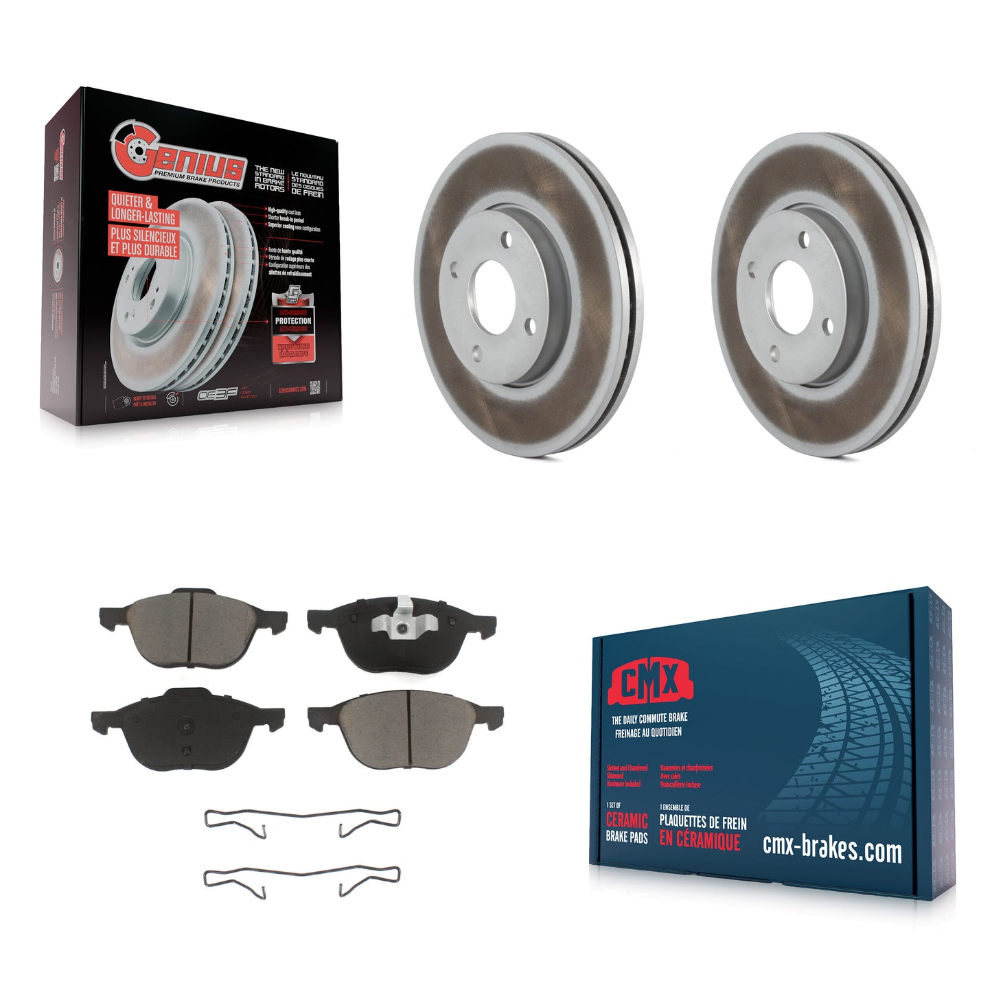 [Avant] Kit de disque (revêtu) et plaquette (céramique) de frein pour 2005-2007 Ford Focus KGC-100543