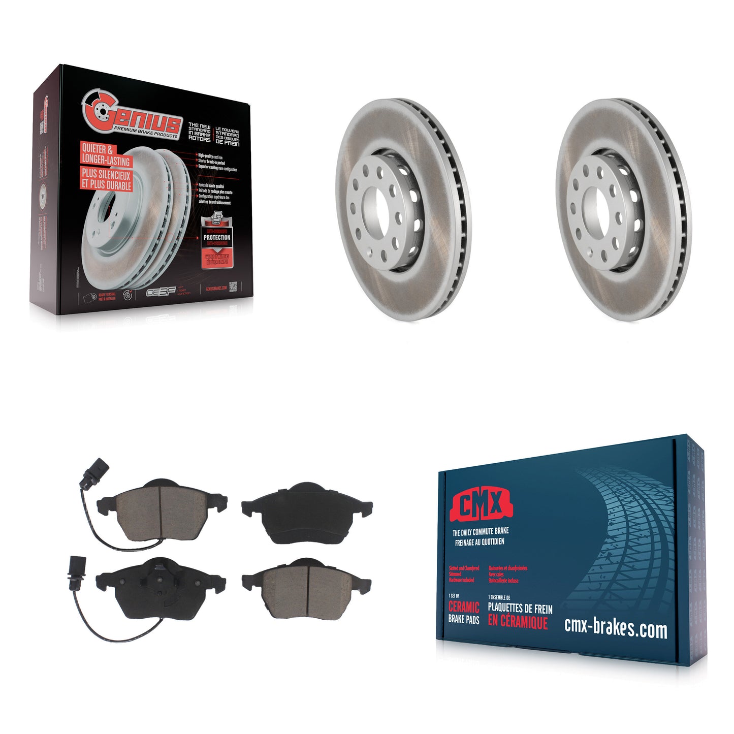 [Avant] Kit de disque (revêtu) et plaquette (céramique) de frein pour Volkswagen Passat Audi A4 Quattro A6 KGC-100544
