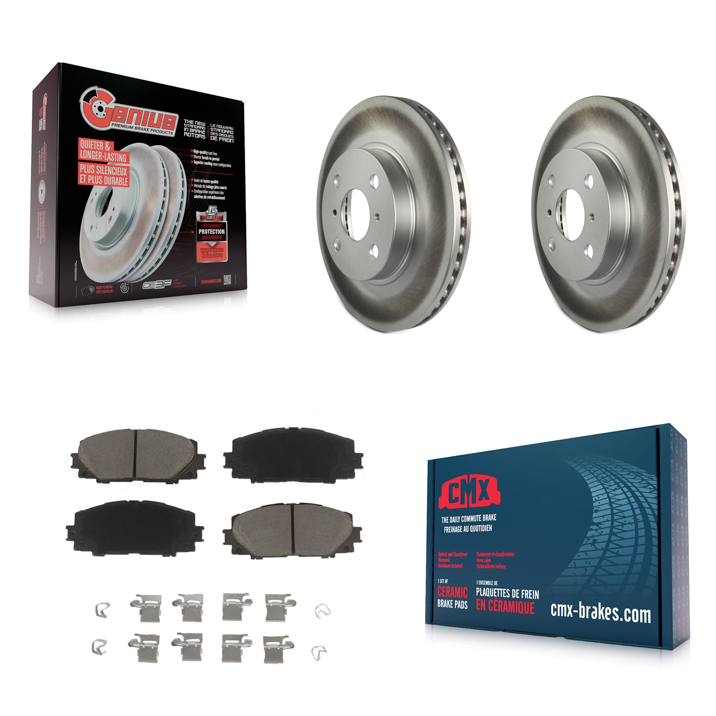 [Avant] Kit de disque (revêtu) et plaquette (céramique) de frein pour Toyota Yaris Prius C Scion iQ KGC-100549