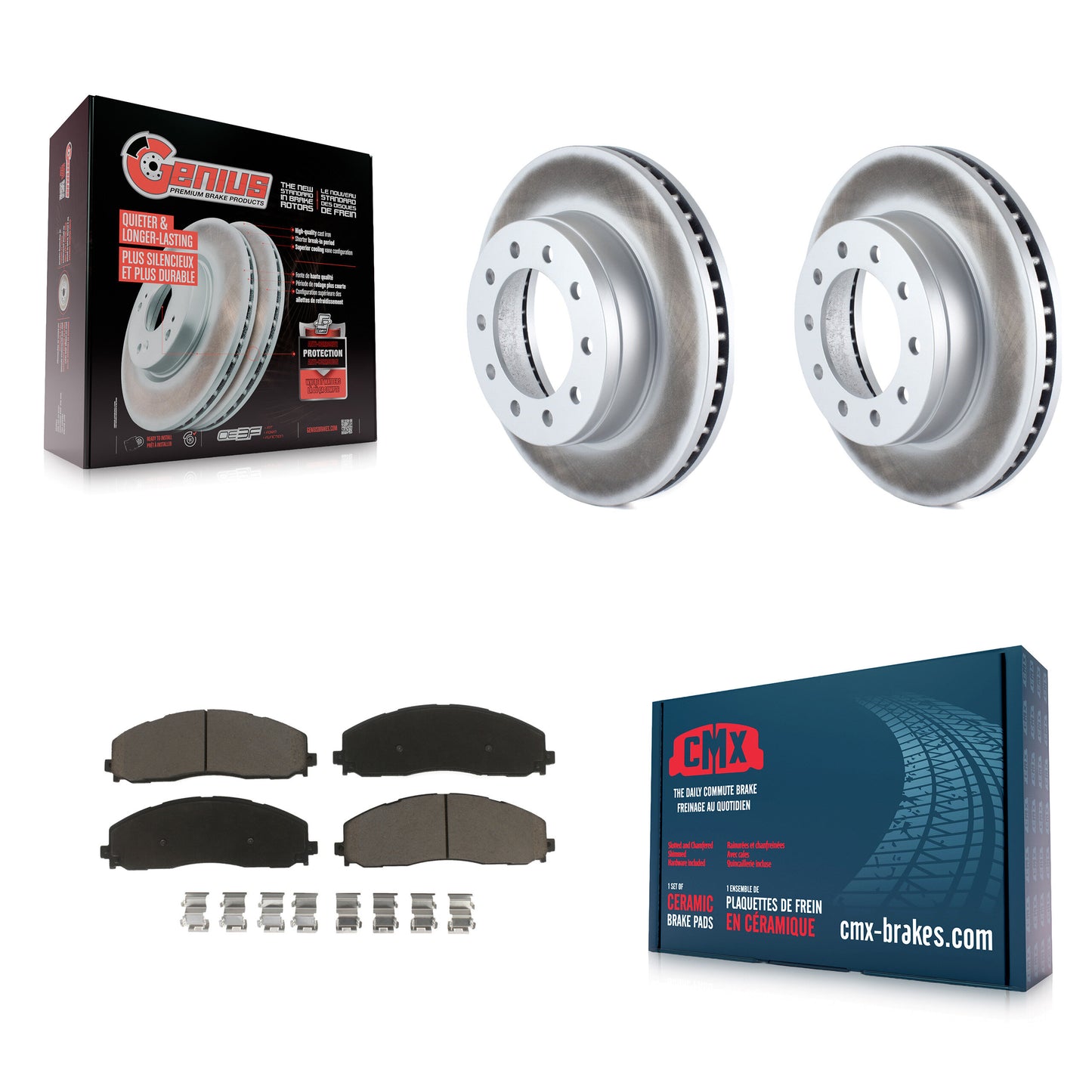 [Avant] Kit de disque (revêtu) et plaquette (céramique) de frein pour Ford F-350 Super Duty F-250 KGC-100555