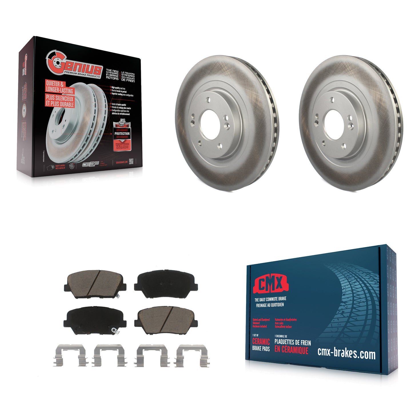 [Avant] Kit de disque (revêtu) et plaquette (céramique) de frein pour Kia Sorento Hyundai Santa Fe Sport KGC-100581