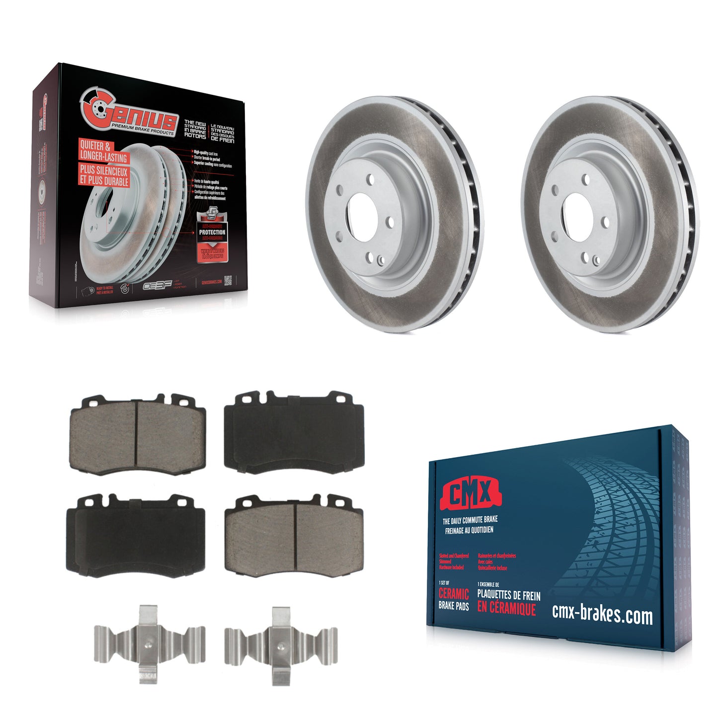 [Avant] Kit de disque (revêtu) et plaquette (céramique) de frein pour Mercedes-Benz CLS550 CLS500 E550 KGC-100591