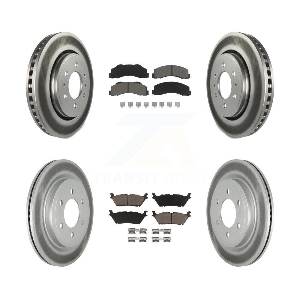 [Avant + Arrière] Kit de disque (revêtu) et plaquette (céramique) de frein pour Ford F-150 Expedition Lincoln Navigator KGC-100604 par Transit Auto