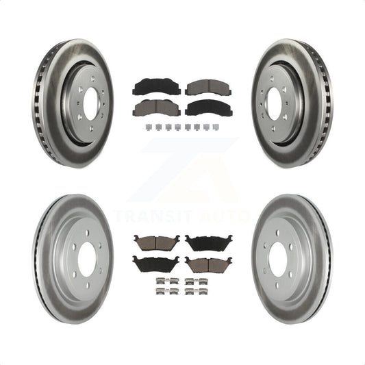 [Avant + Arrière] Kit de disque (revêtu) et plaquette (céramique) de frein pour Ford F-150 Expedition Lincoln Navigator KGC-100604 par Transit Auto