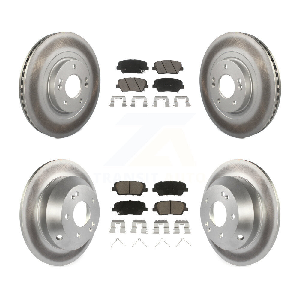 [Avant + Arrière] Kit de disque (revêtu) et plaquette (céramique) de frein pour 2014-2015 Kia Sorento avec Red Painted Calipers KGC-100609