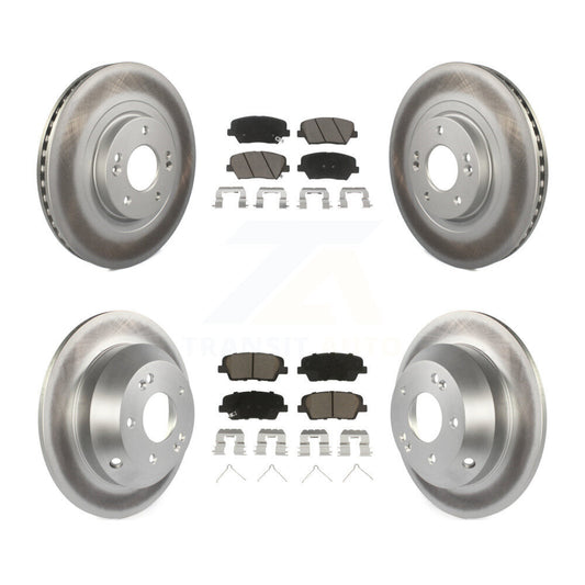 [Avant + Arrière] Kit de disque (revêtu) et plaquette (céramique) de frein pour 2014-2015 Kia Sorento avec Red Painted Calipers KGC-100609