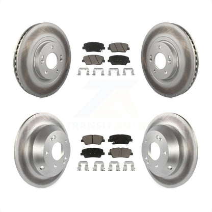 [Avant + Arrière] Kit de disque (revêtu) et plaquette (céramique) de frein pour Hyundai Santa Fe Sport Kia Sorento KGC-100610 par Transit Auto