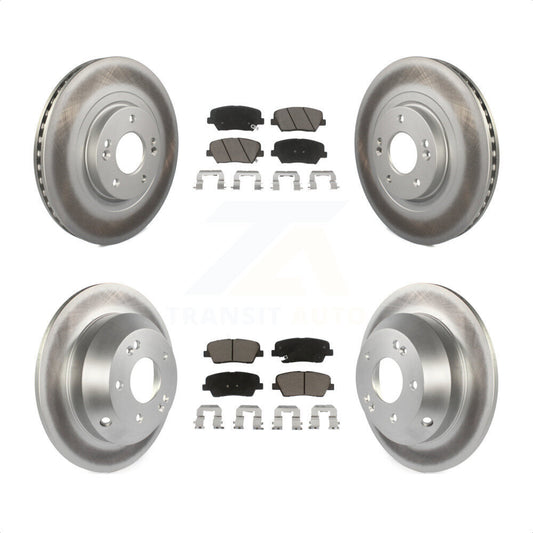 [Avant + Arrière] Kit de disque (revêtu) et plaquette (céramique) de frein pour Hyundai Santa Fe Sport Kia Sorento KGC-100610 par Transit Auto