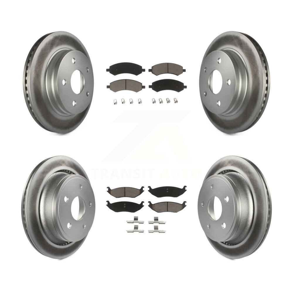 [Avant + Arrière] Kit de disque (revêtu) et plaquette (céramique) de frein pour Ram 1500 Dodge Classic Durango Chrysler Aspen KGC-100634
