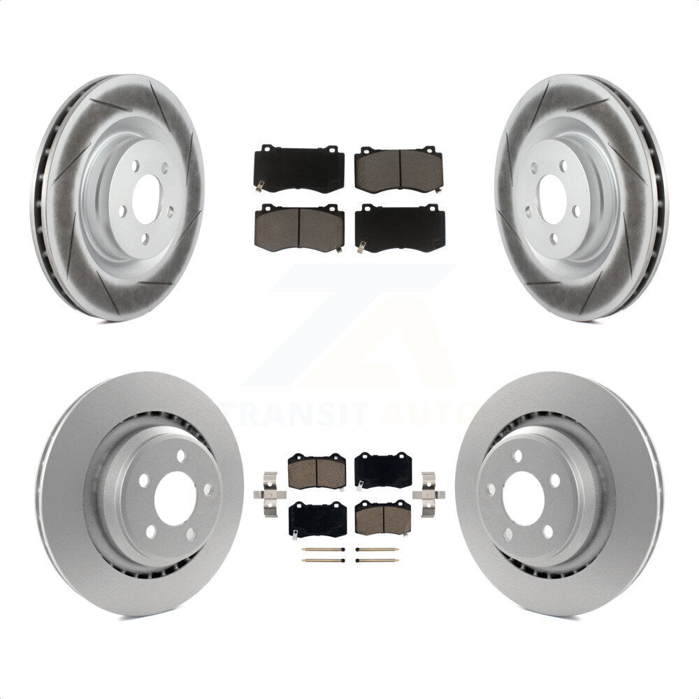 [Avant + Arrière] Kit de disque (revêtu) et plaquette (céramique) de frein pour Dodge Charger Chrysler 300 Challenger Magnum KGC-100642 par Transit Auto