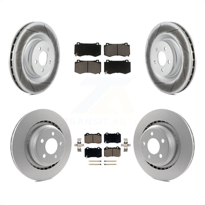 [Avant + Arrière] Kit de disque (revêtu) et plaquette (céramique) de frein pour Dodge Charger Chrysler 300 Challenger Magnum KGC-100642 par Transit Auto