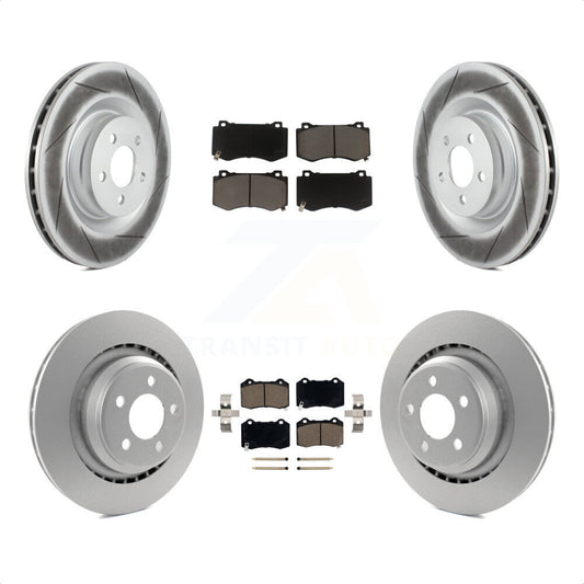 [Avant + Arrière] Kit de disque (revêtu) et plaquette (céramique) de frein pour Dodge Charger Chrysler 300 Challenger Magnum KGC-100642 par Transit Auto