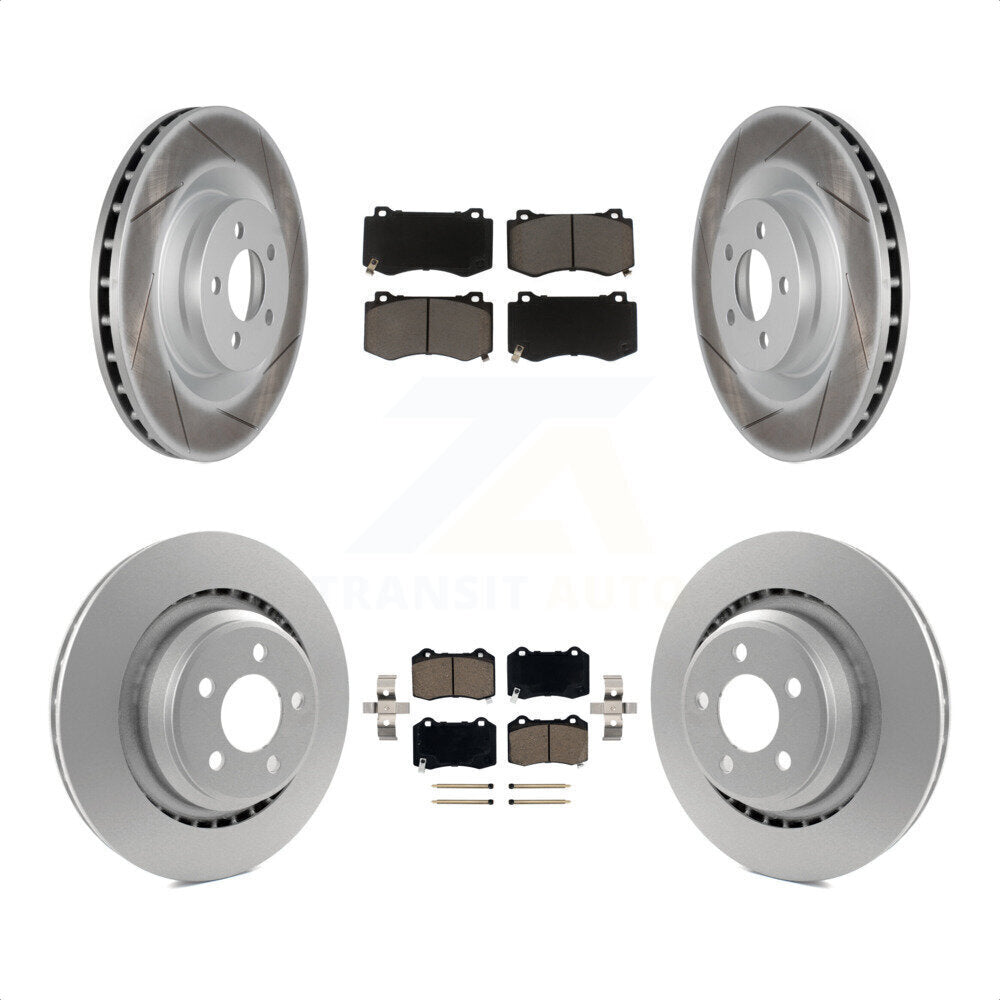 [Avant + Arrière] Kit de disque (revêtu) et plaquette (céramique) de frein pour Dodge Charger Chrysler 300 Challenger Magnum KGC-100644 par Transit Auto