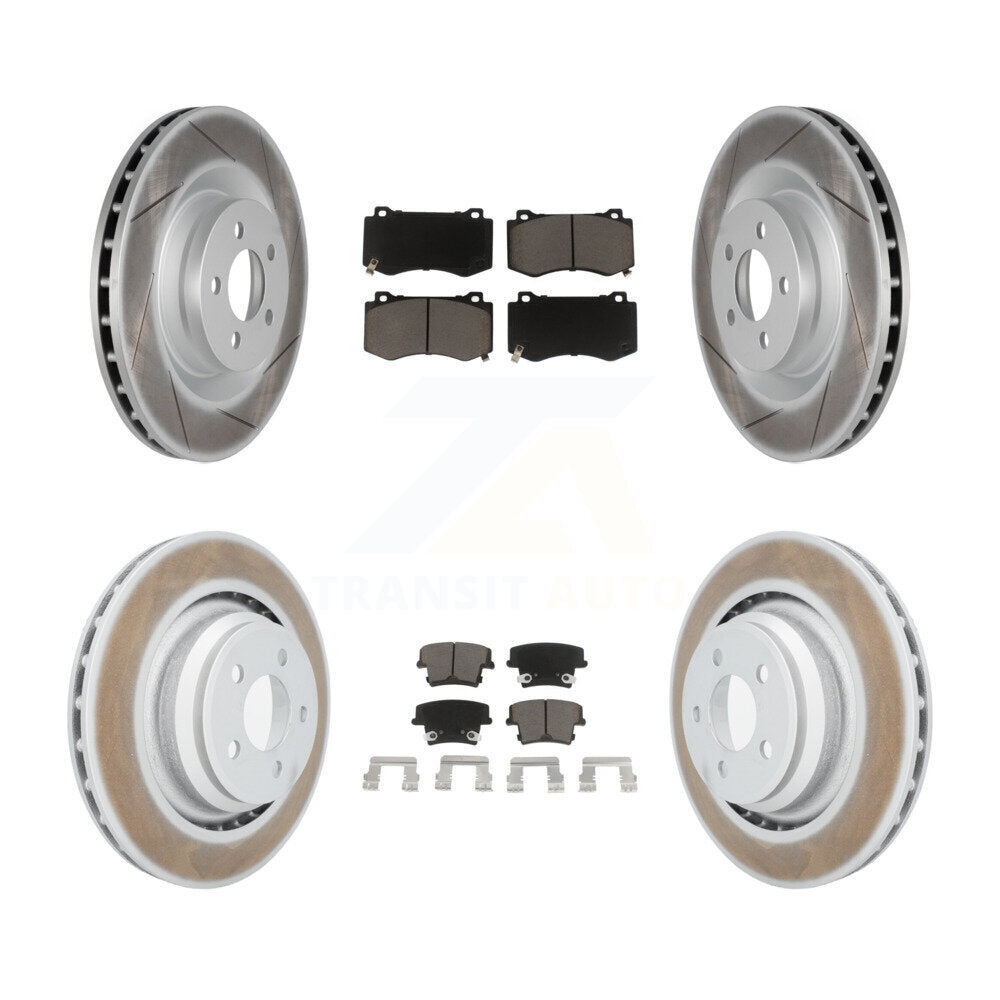 [Avant + Arrière] Kit de disque (revêtu) et plaquette (céramique) de frein pour 2015 Dodge Charger R T Scat Pack avec 6.4L KGC-100655