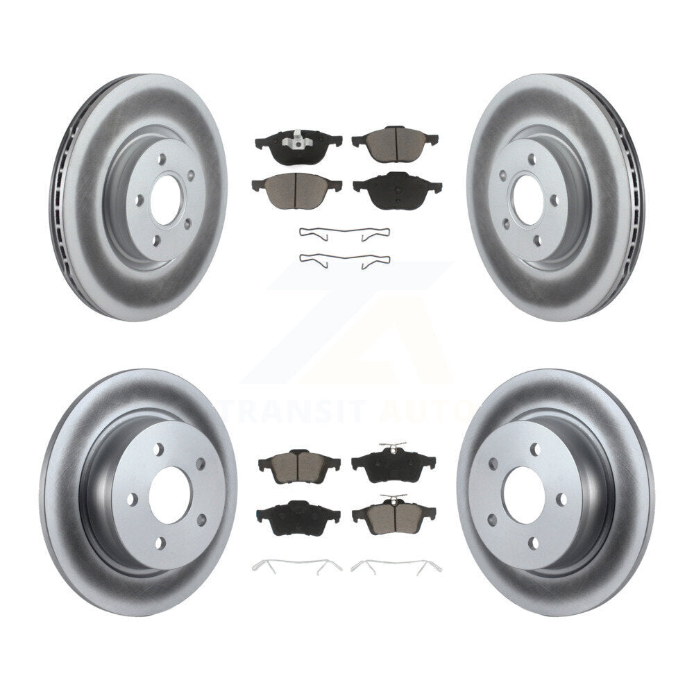 [Avant + Arrière] Kit de disque (revêtu) et plaquette (céramique) de frein pour 2014 Ford Connect 104.8" wheel base KGC-100672