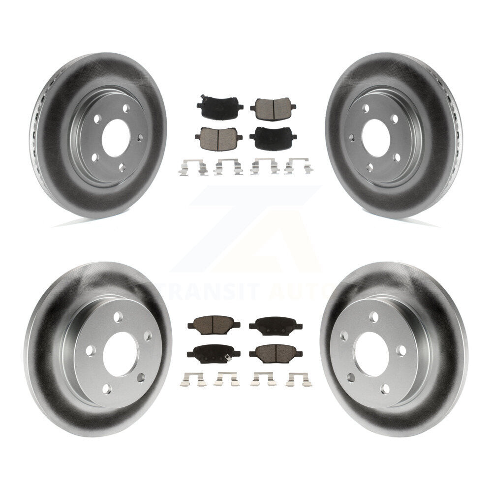 [Avant + Arrière] Kit de disque (revêtu) et plaquette (céramique) de frein pour Chevrolet Cobalt Saturn Ion HHR Malibu Pontiac G6 Pursuit KGC-100673