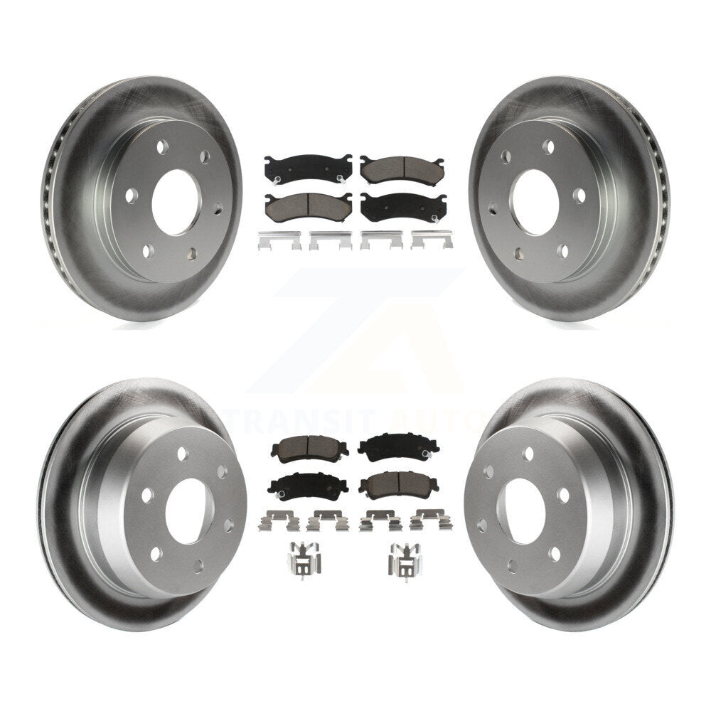 [Avant + Arrière] Kit de disque (revêtu) et plaquette (céramique) de frein pour Chevrolet Silverado 1500 GMC Sierra Classic Suburban Tahoe Astro Yukon XL Safari KGC-100686