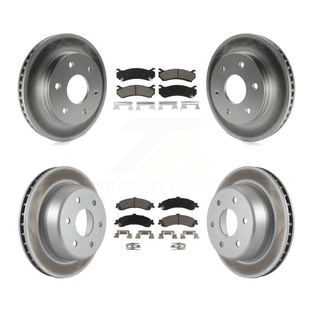 [Avant + Arrière] Kit de disque (revêtu) et plaquette (céramique) de frein pour Chevrolet Silverado 1500 GMC Tahoe Sierra Suburban Yukon Avalanche XL Cadillac Escalade ESV EXT KGC-100688