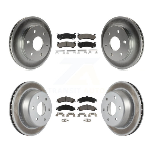 [Avant + Arrière] Kit de disque (revêtu) et plaquette (céramique) de frein pour Chevrolet Silverado 1500 GMC Tahoe Sierra Suburban Yukon Avalanche XL Cadillac Escalade ESV EXT KGC-100688