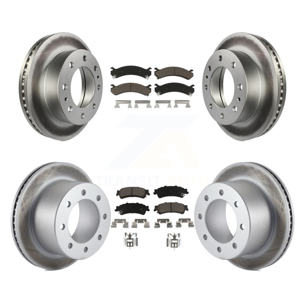 [Avant + Arrière] Kit de disque (revêtu) et plaquette (céramique) de frein pour 2001 Chevrolet Silverado 3500 GMC Sierra KGC-100690