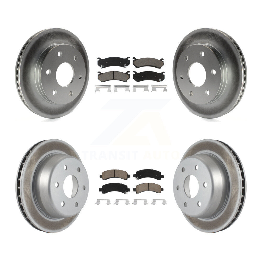 [Avant + Arrière] Kit de disque (revêtu) et plaquette (céramique) de frein pour Chevrolet Tahoe GMC Suburban 1500 Yukon Avalanche XL Cadillac Escalade Express Savana KGC-100691