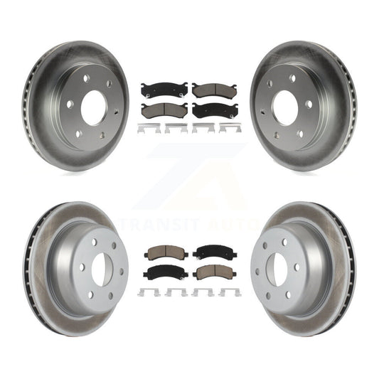 [Avant + Arrière] Kit de disque (revêtu) et plaquette (céramique) de frein pour Chevrolet Tahoe GMC Suburban 1500 Yukon Avalanche XL Cadillac Escalade Express Savana KGC-100691