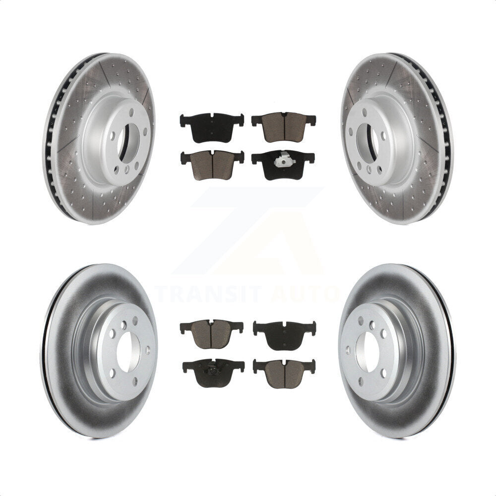 [Avant + Arrière] Kit de disque (revêtu) et plaquette (céramique) de frein pour BMW 435i 335i xDrive 430i Gran Coupe GT sans Blue Painted Calipers KGC-100705 par Transit Auto