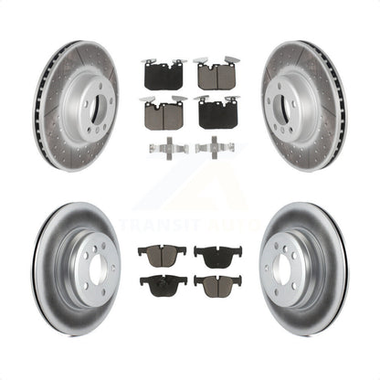 [Avant + Arrière] Kit de disque (revêtu) et plaquette (céramique) de frein pour BMW 340i xDrive 435i 440i Gran Coupe ActiveHybrid 3 sans Blue Painted Calipers KGC-100708 par Transit Auto