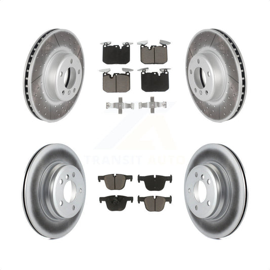 [Avant + Arrière] Kit de disque (revêtu) et plaquette (céramique) de frein pour BMW 340i xDrive 435i 440i Gran Coupe ActiveHybrid 3 sans Blue Painted Calipers KGC-100708 par Transit Auto
