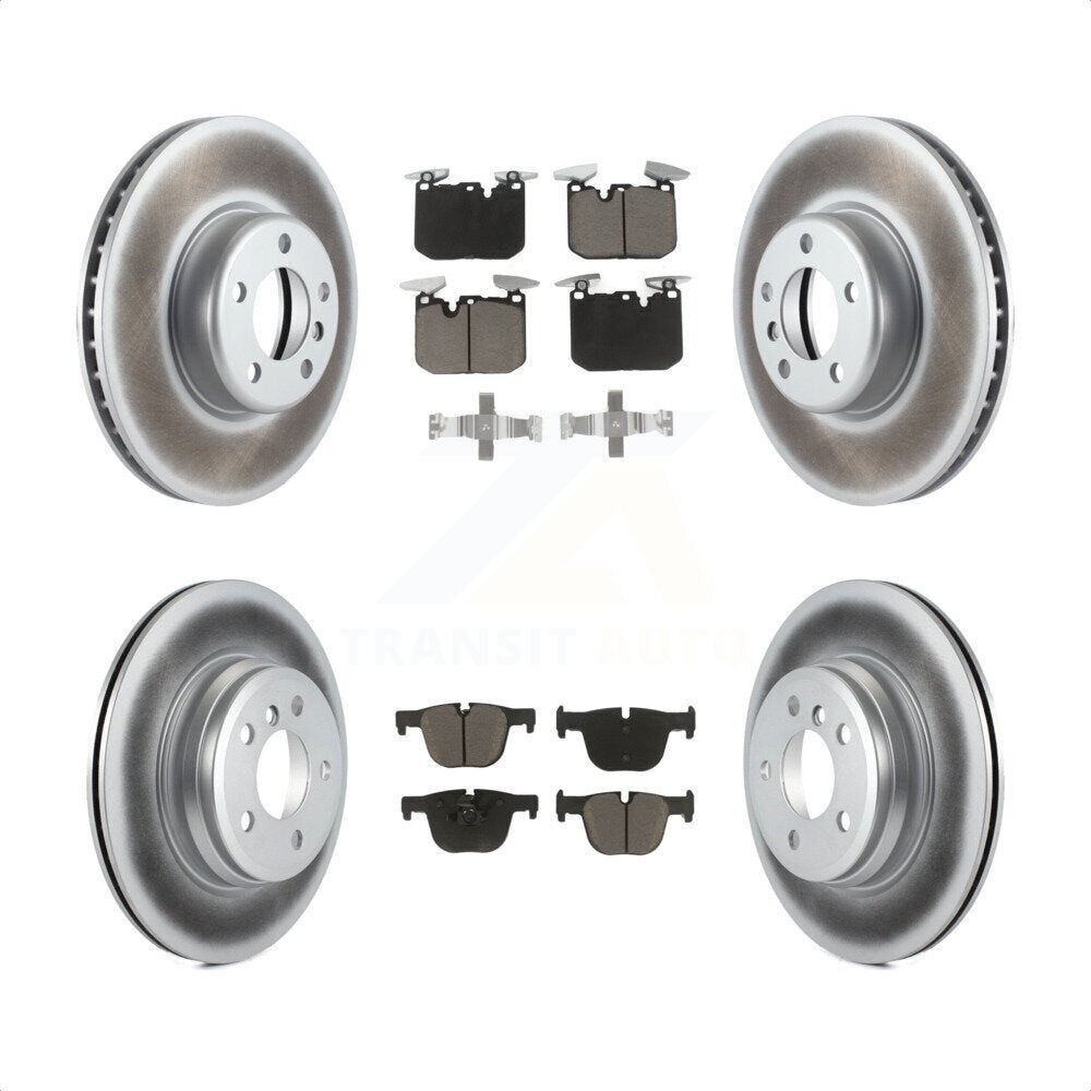 [Avant + Arrière] Kit de disque (revêtu) et plaquette (céramique) de frein pour BMW 340i xDrive 435i 440i Gran Coupe ActiveHybrid 3 sans Blue Painted Calipers KGC-100709 par Transit Auto